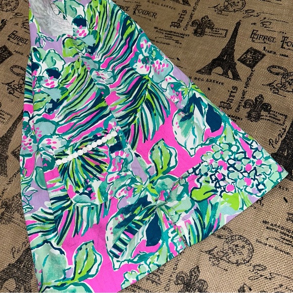 Lilly Pulitzer Little Girl’S Green/Multi Palm Beach Shift Dress Size 7 - Picture 9 of 15